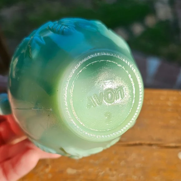 Vintage 1970s Avon Aqua Swirl Floral Rose Decanter Pitcher 4.5 Inch Tall EUC - Picture 9 of 16